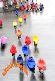 China Beijing Bikers in The Rain